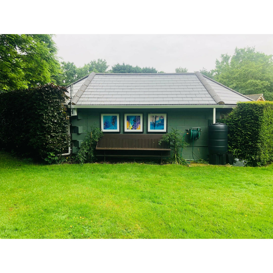 Yellow Green Misty morn by Julie Woods ABSTRACT YARDART UK