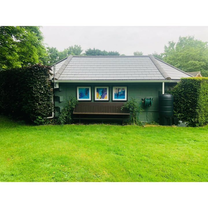 Yellow Green Misty morn by Julie Woods ABSTRACT YARDART UK