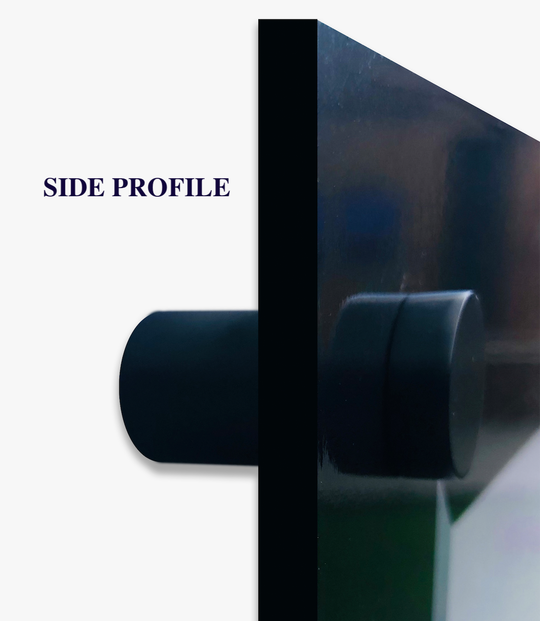 Side profile of a door handle with a black background