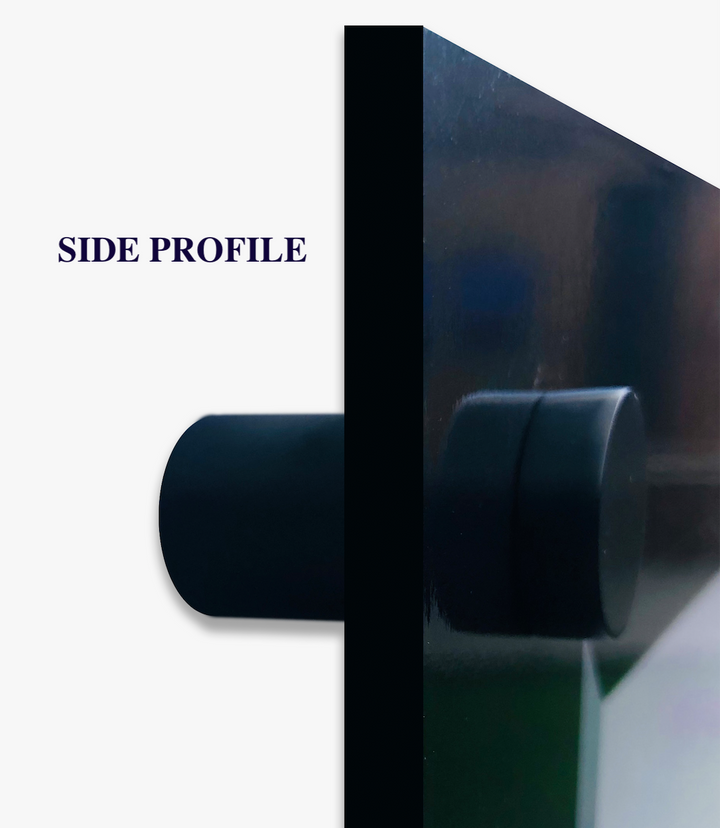 Side profile of a door handle with a black background
