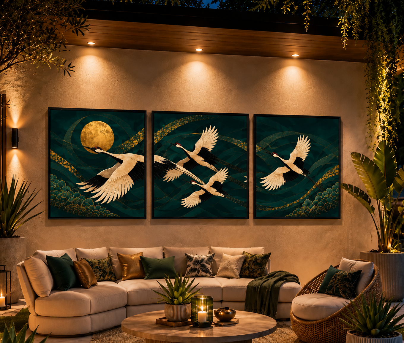 CELESTIAL CRANES TRIPTYCH
