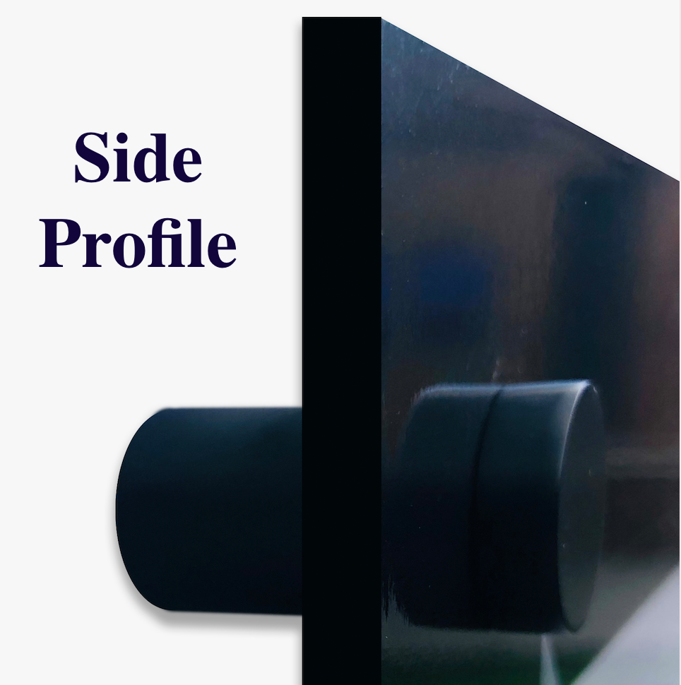 Side profile of a metallic object with 'Side Profile' text on a white background