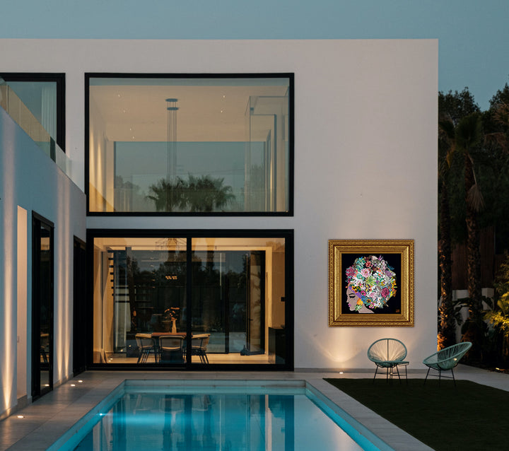 rosa gold frame in outdoor living setting